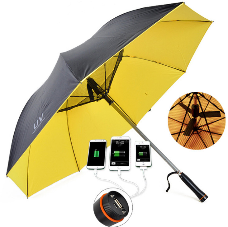 190T Pongee Summer Blast Umbrella Fan with Plastic Handle