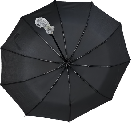 Large Automatic Travel Umbrella with 105cm Open Diameter, Fiberglass Ribs, and Reflective Edge Trim