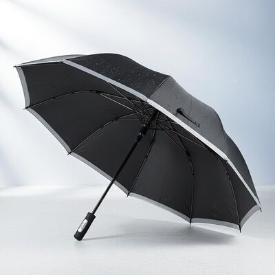 105 সেন্টিমিটার খোলা ব্যাস, ফাইবারগ্লাস পাঁজর এবং প্রতিফলিত প্রান্ত ট্রিম সহ বৃহৎ স্বয়ংক্রিয় ভ্রমণ ছাতা