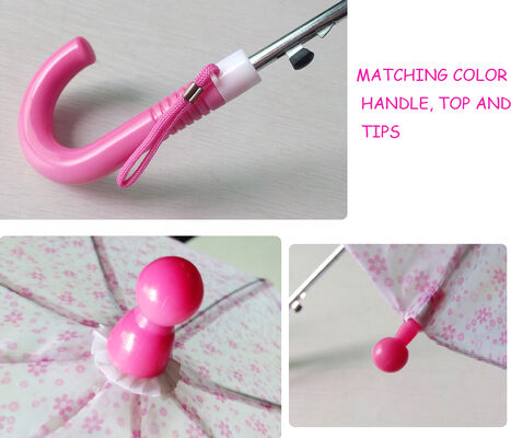 খোলা ব্যাসার্ধ 90 এরও কম বাচ্চাদের কম্প্যাক্ট ছাতা প্লাস্টিক হ্যান্ডেল সহ ধাতু ফ্রেম এবং ধাতু শাফ্ট প্রতিদিনের জন্য নিখুঁত