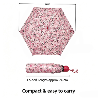 Customize Pink Portable Woman Floral Manual Three Folding Umbrella Travel Daily