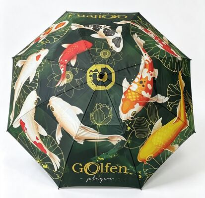Custom Printed New Chinese Design Windproof Auto Large Size Golf Umbrella Double Canopy Outdoor