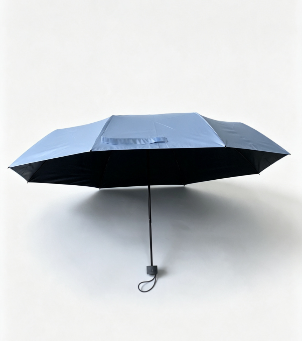 Sky Blue Compact Travel Umbrella Shading Layer Anti-UV Wind Resistant Manual Folding Umbrella Outdoor Camping